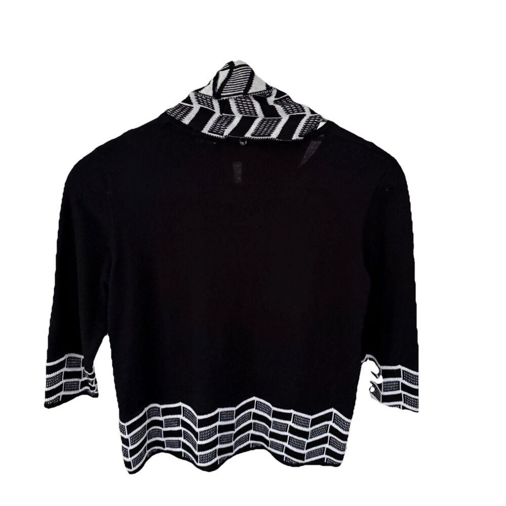 Alfred Dunner PETITE M Sweater Black White Coordinated Knitted Scarf 3/4 Sleeves - Picture 6 of 6